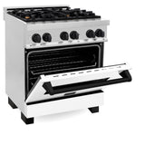 ZLINE Autograph Edition 30 in. 4.0 cu. ft. Dual Fuel Range with Gas Stove and Electric Oven in Stainless Steel with White Matte Door and Accents (RAZ-WM-30) [Color: Matte Black] - (RAZWM30MB)