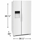 Frigidaire 25.6 Cu. Ft. 36" Standard Depth Side by Side Refrigerator - (FRSS2623AW)