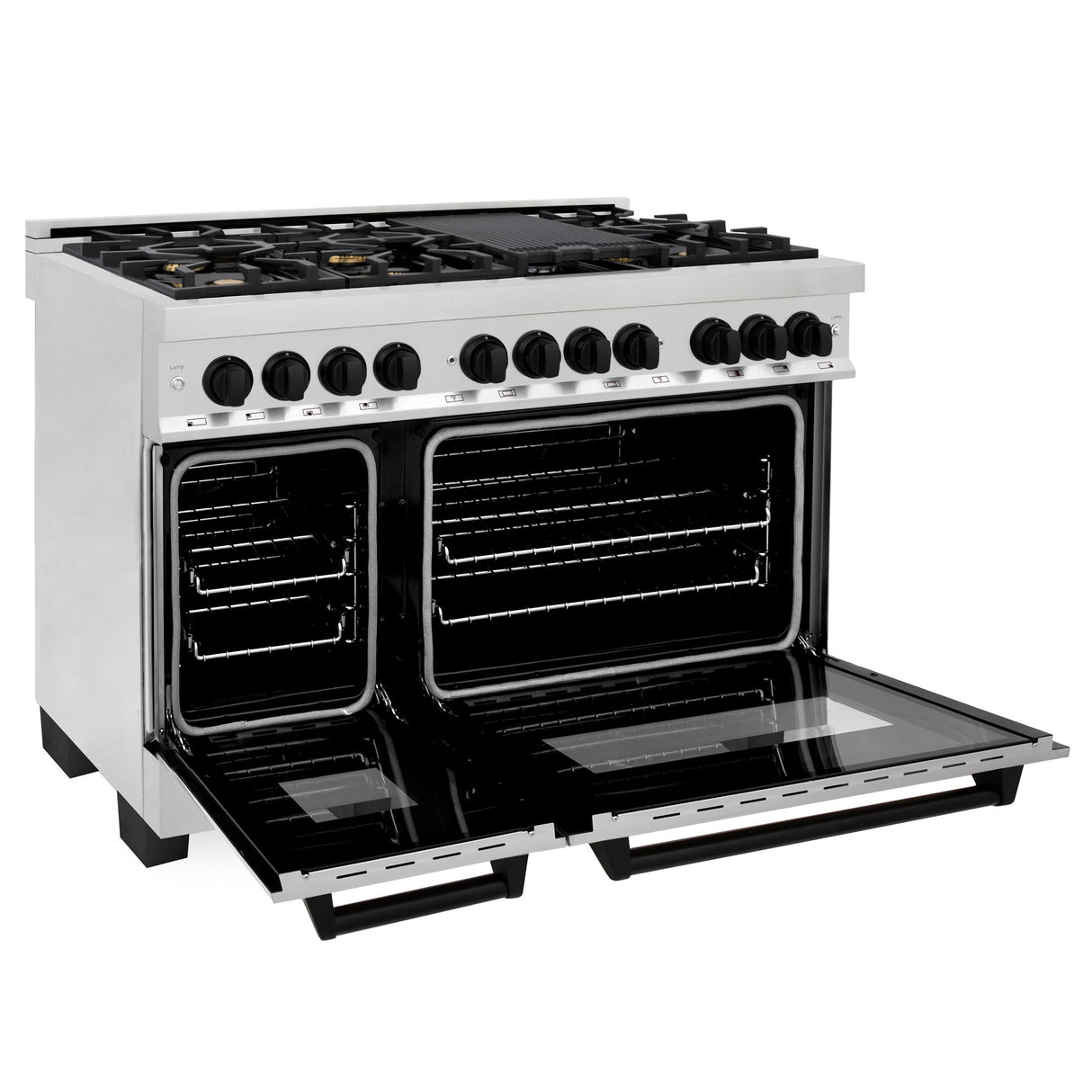 ZLINE Autograph Edition 48" 6.0 cu. ft. Dual Fuel Range with Gas Stove and Electric Oven in Stainless Steel with Accents (RAZ-48) [Color: Matte Black] - (RAZ48MB)