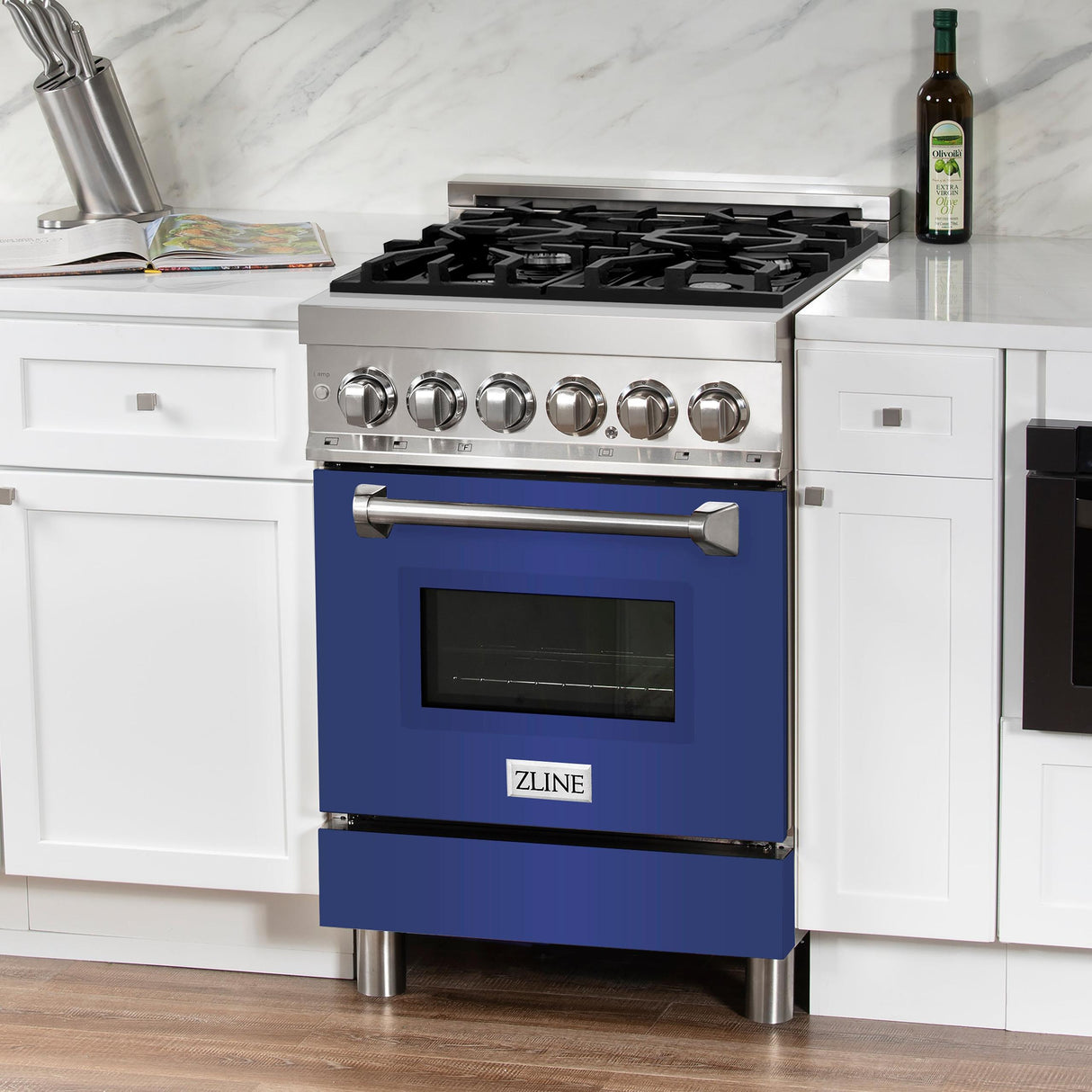 ZLINE 24 in. Professional Dual Fuel Range with Color Door Options (RA24) [Color: Blue Matte] - (RABM24)