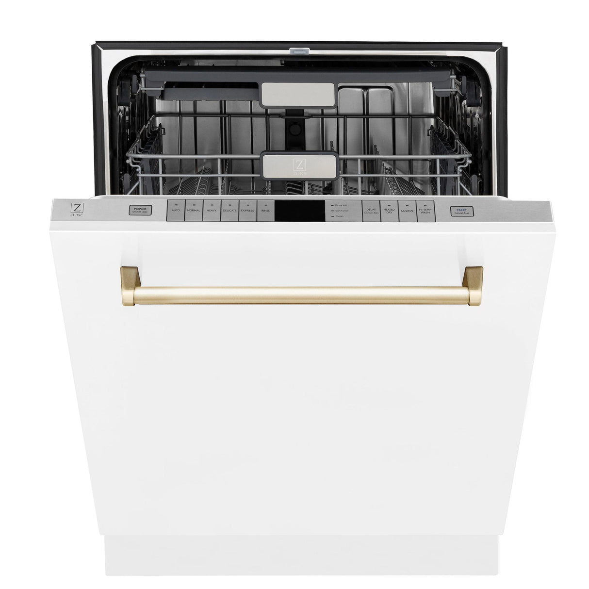 ZLINE Autograph Edition 24" 3rd Rack Top Touch Control Tall Tub Dishwasher in White Matte with Accent Handle, 51dBa (DWMTZ-WM-24) [Color: Gold] - (DWMTZWM24G)