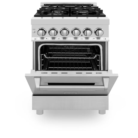 ZLINE 24 in. Professional Dual Fuel Range with Color Door Options (RA24) [Color: Stainless Steel] - (RA24)