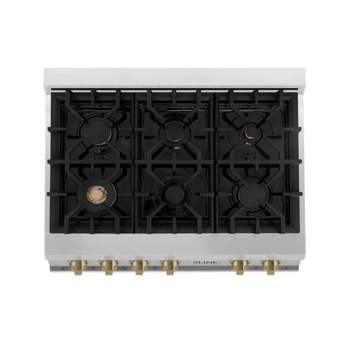 ZLINE 36 In. Autograph Edition Rangetop in Stainless Steel with Champagne Bronze Accents (RTZ-36-CB) - (RTZ36CB)