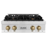 ZLINE Autograph Edition 30" Porcelain Rangetop with 4 Gas Burners in Fingerprint Resistant Stainless Steel and Champagne Bronze Accents (RTSZ-30-CB) [Color: Champagne Bronze Accents] - (RTSZ30CB)