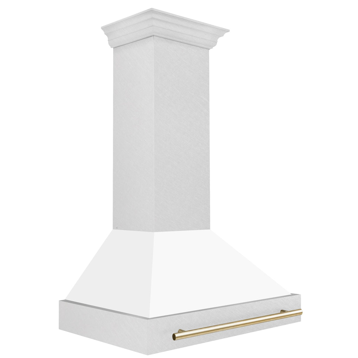 36 in. ZLINE Autograph Edition DuraSnow Stainless Steel Range Hood with White Matte Shell and Accented Handle (8654SNZ-WM36) [Color: Gold] - (8654SNZWM36G)