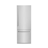 ZLINE 30" 16.1 cu. ft. Built-In 2-Door Bottom Freezer Refrigerator with Internal Water and Ice Dispenser in Stainless Steel (RBIV-304-30) - (RBIV30430)