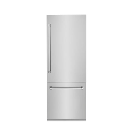 ZLINE 30" 16.1 cu. ft. Built-In 2-Door Bottom Freezer Refrigerator with Internal Water and Ice Dispenser in Stainless Steel (RBIV-304-30) - (RBIV30430)