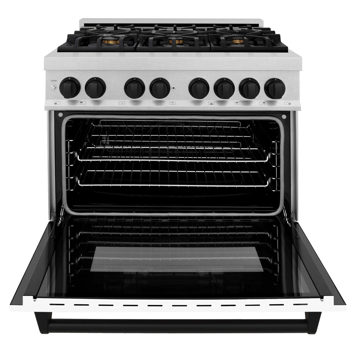 ZLINE Autograph Edition 36" 4.6 cu. ft. Dual Fuel Range with Gas Stove and Electric Oven in DuraSnow Stainless Steel with White Matte Door and Accents (RASZ-WM-36) [Color: Matte Black] - (RASZWM36MB)