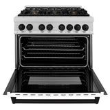 ZLINE Autograph Edition 36" 4.6 cu. ft. Dual Fuel Range with Gas Stove and Electric Oven in DuraSnow Stainless Steel with White Matte Door and Accents (RASZ-WM-36) [Color: Matte Black] - (RASZWM36MB)