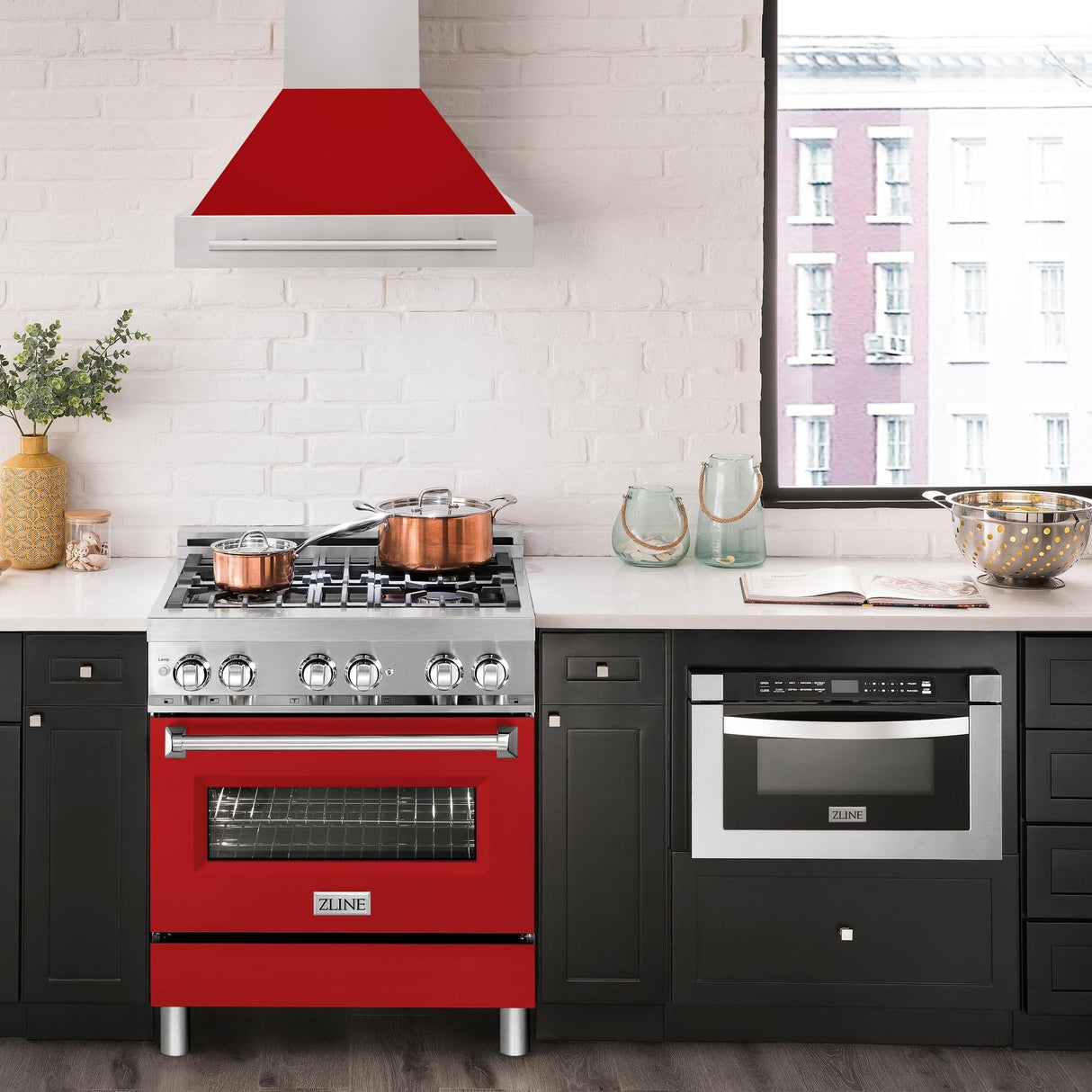 ZLINE 30 in. Stainless Steel Range Hood with Colored Shell Options and Stainless Steel Handle (8654STX-30) [Color: Red Matte] - (8654STXRM30)