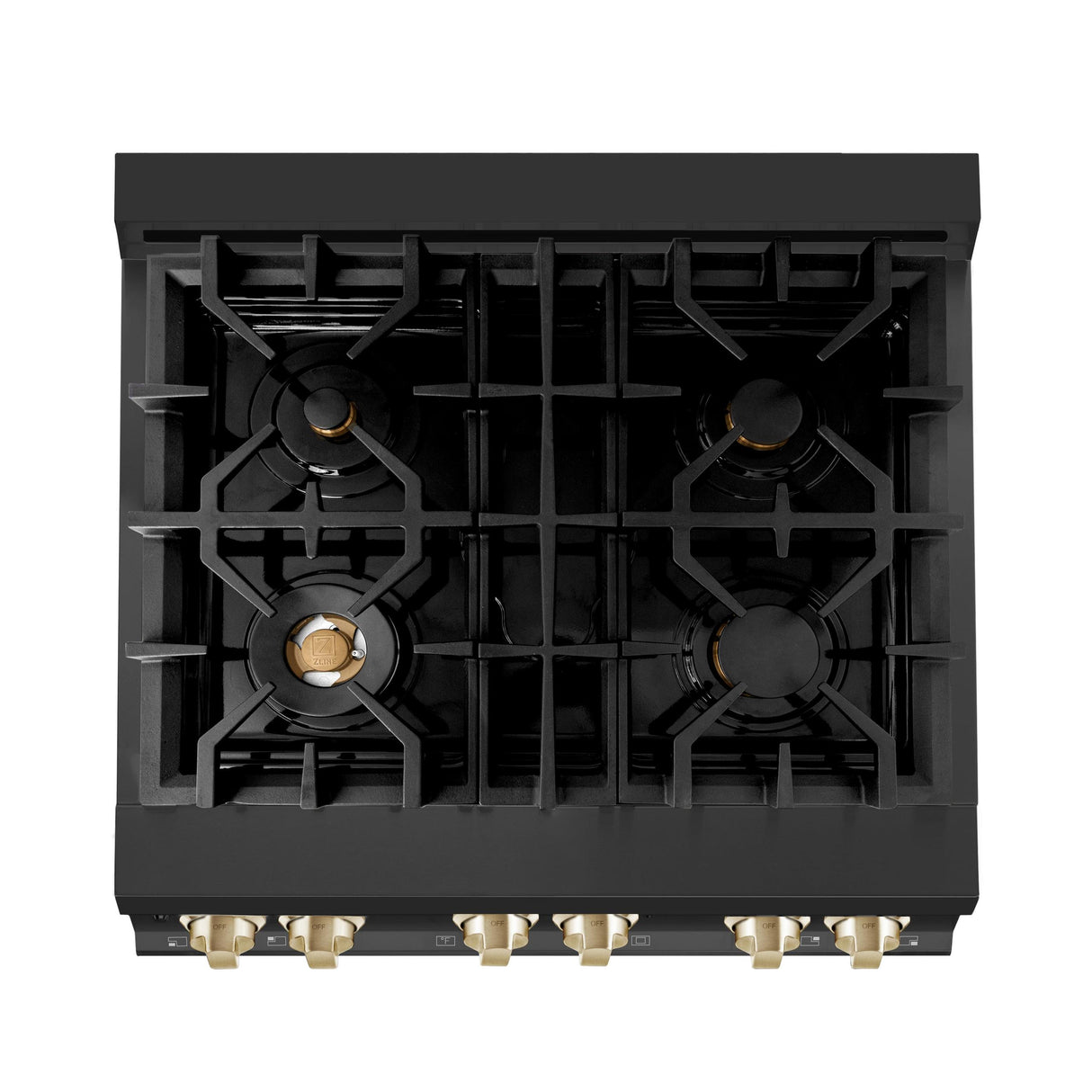 ZLINE Autograph Edition 30" 4.0 cu. ft. Dual Fuel Range with Gas Stove and Electric Oven in Black Stainless Steel with Accents (RABZ-30) [Color: Gold] - (RABZ30G)