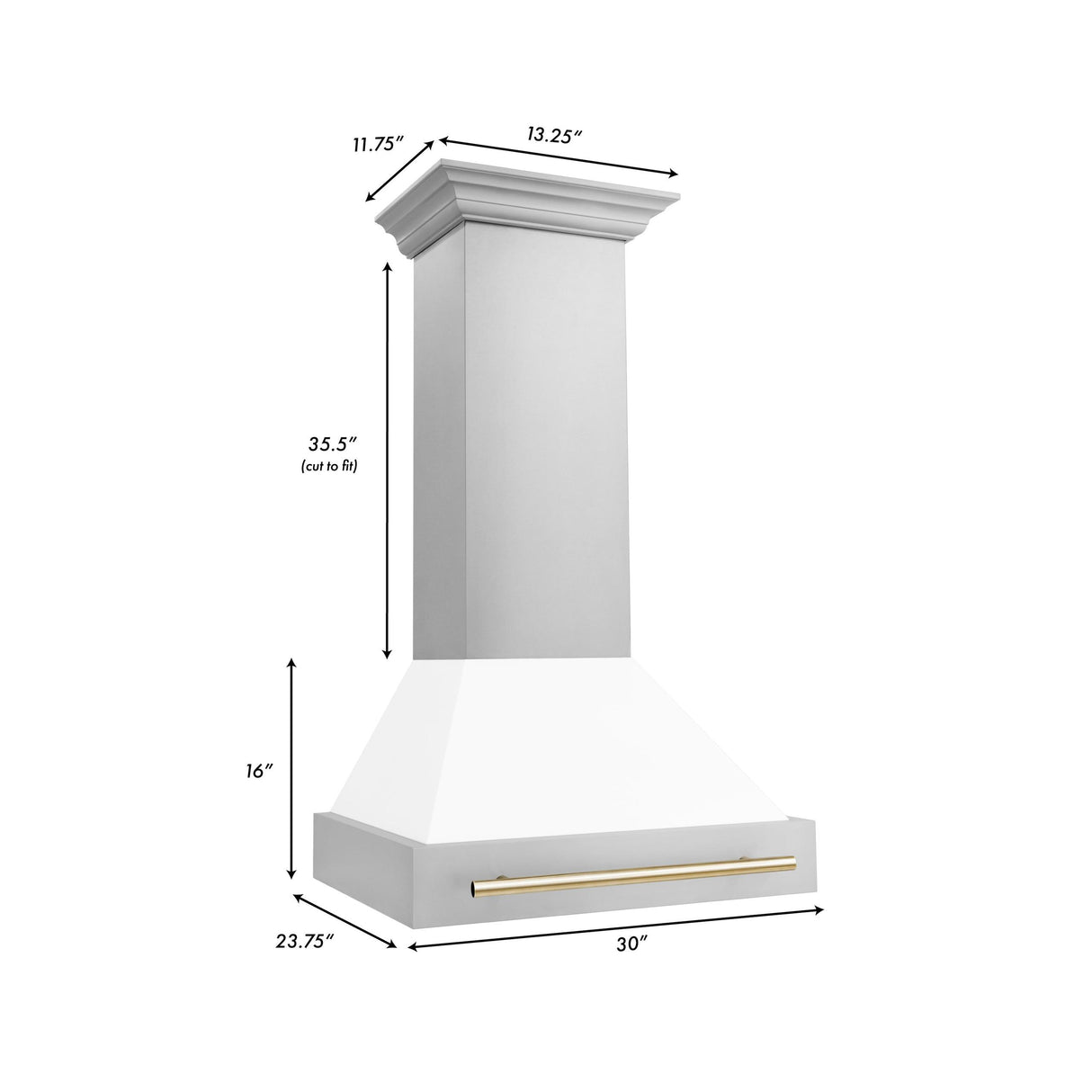 ZLINE 30 in. Autograph Edition Stainless Steel Range Hood with White Matte Shell and Accents (8654STZ-WM30) [Color: Gold] - (8654STZWM30G)