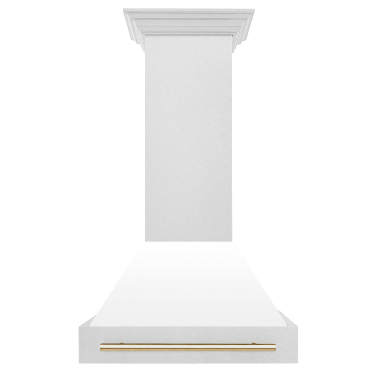 30 in. ZLINE Autograph Edition DuraSnow Stainless Steel Range Hood with White Matte Shell and Accented Handle (8654SNZ-WM30) [Color: Gold] - (8654SNZWM30G)