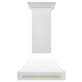 30 in. ZLINE Autograph Edition DuraSnow Stainless Steel Range Hood with White Matte Shell and Accented Handle (8654SNZ-WM30) [Color: Gold] - (8654SNZWM30G)