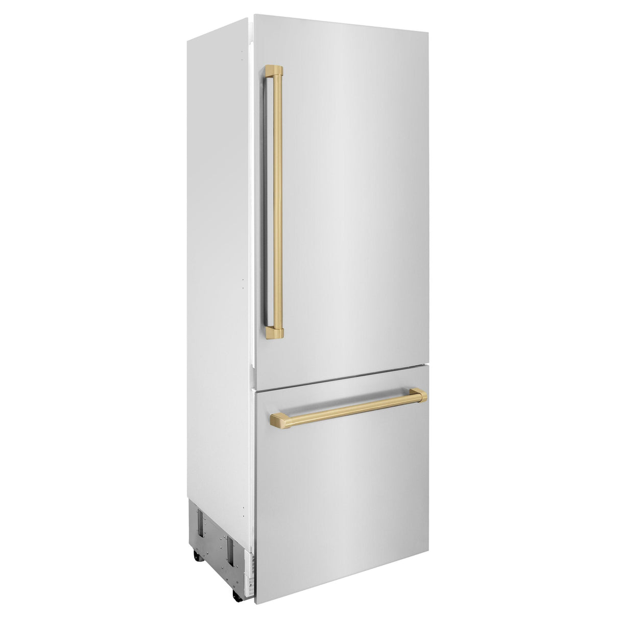 ZLINE 30" Autograph Edition 16.1 cu. ft. Built-in 2-Door Bottom Freezer Refrigerator with Internal Water and Ice Dispenser in Stainless Steel with Champagne Bronze Accents (RBIVZ-304-30-CB) - (RBIVZ30430CB)