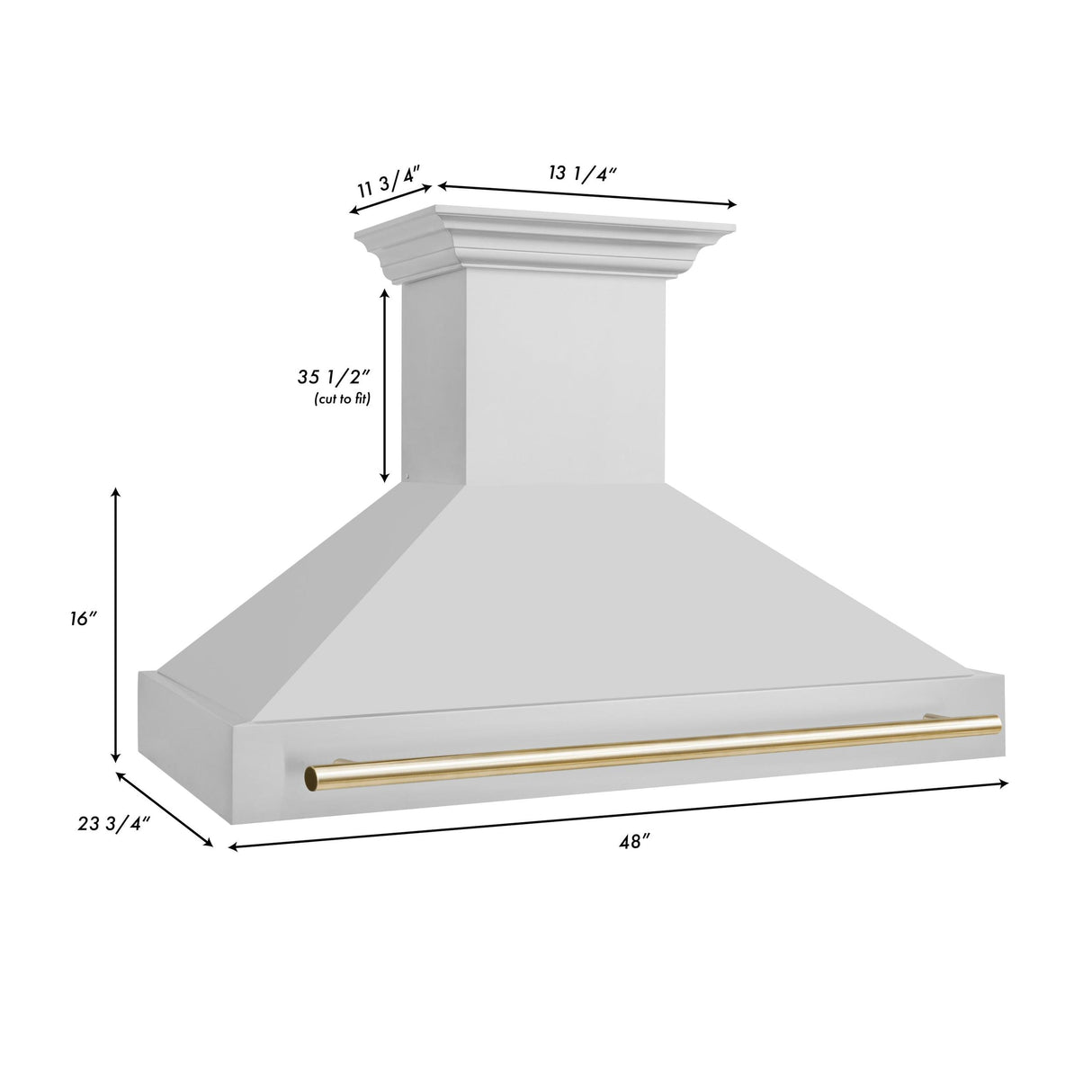 ZLINE 48 in. Autograph Edition Stainless Steel Range Hood with Stainless Steel Shell and Accented Handle (8654STZ-48) [Color: Gold] - (8654STZ48G)