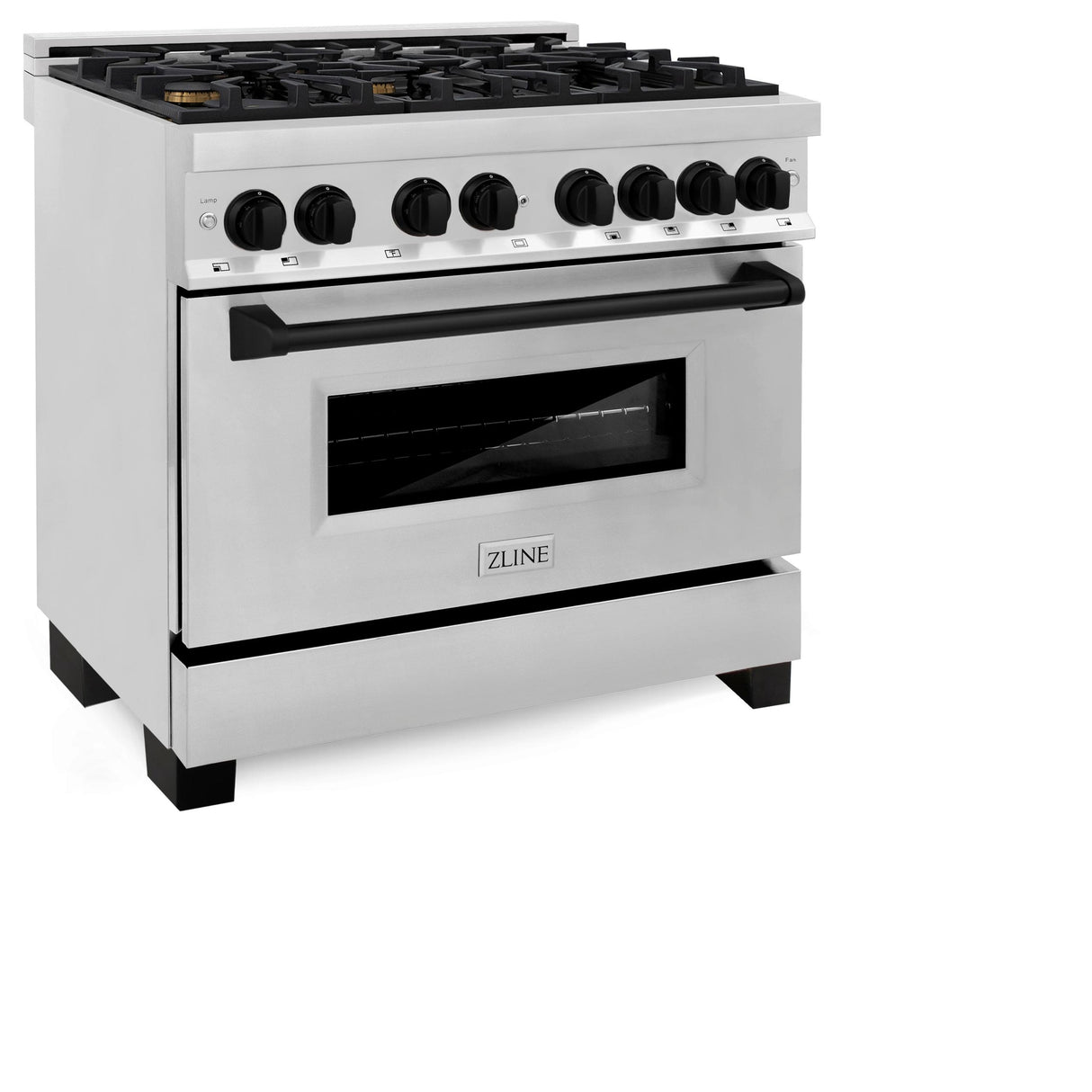 ZLINE Autograph Edition 36" 4.6 cu. ft. Dual Fuel Range with Gas Stove and Electric Oven in Stainless Steel with Accents (RAZ-36) [Color: Matte Black] - (RAZ36MB)