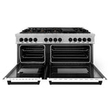 ZLINE Autograph Edition 60 in. 7.4 cu. ft. Dual Fuel Range with Gas Stove and Electric Oven in DuraSnow Stainless Steel with White Matte Door and Accents (RASZ-WM-60) [Color: Matte Black Accents] - (RASZWM60MB)