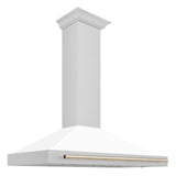 ZLINE 48 in. Autograph Edition DuraSnow Stainless Steel Range Hood with White Matte Shell and Accented Handles (KB4SNZ-WM48) [Color: Gold Accents] - (KB4SNZWM48G)