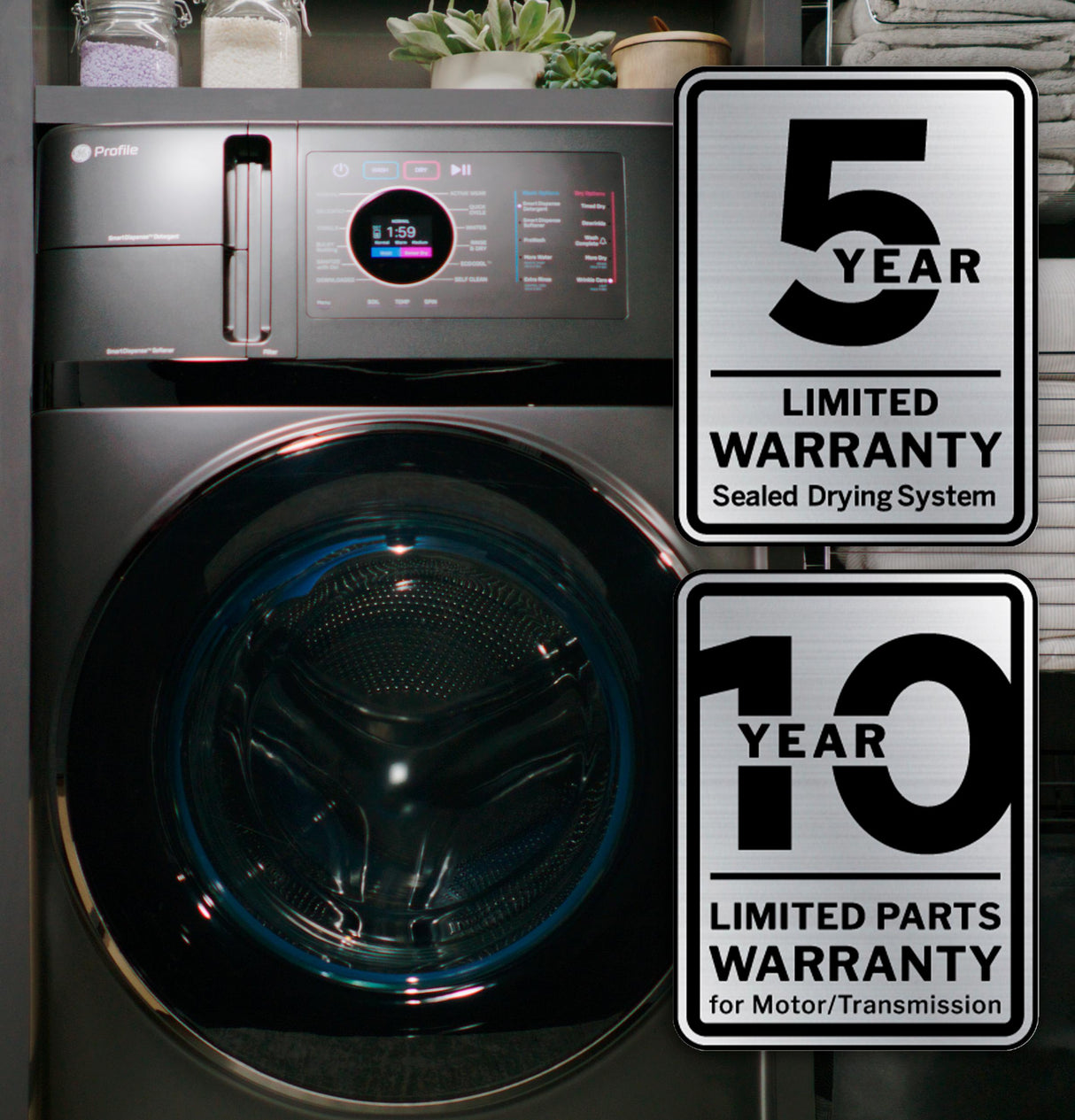 GE Profile(TM) ENERGY STAR(R) 4.8 cu. ft. Capacity UltraFast Combo with Ventless Inverter Heat Pump Technology Washer/Dryer - (PFQ97HSPVDS)