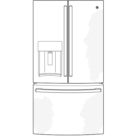 GE(R) ENERGY STAR(R) 22.1 Cu. Ft. Counter-Depth Fingerprint Resistant French-Door Refrigerator - (GYE22GYNFS)