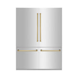 ZLINE 60" Autograph Edition 32.2 cu. ft. Built-in 4-Door French Door Refrigerator with Internal Water and Ice Dispenser in Stainless Steel with Polished Gold Accents (RBIVZ-304-60-G) - (RBIVZ30460G)