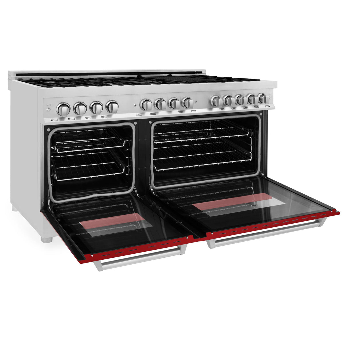 ZLINE 60 in. 7.4 cu. ft. Dual Fuel Range with Gas Stove and Electric Oven in Stainless Steel with Color Options (RA60) [Color: Red Gloss] - (RARG60)