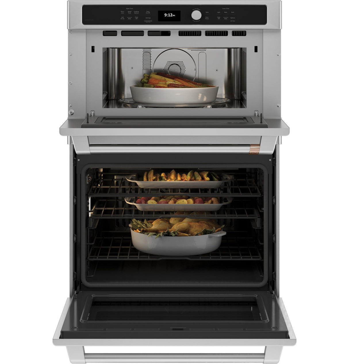 Caf(eback)(TM) 30 in. Combination Double Wall Oven with Convection and Advantium(R) Technology - (CTC912P2NS1)