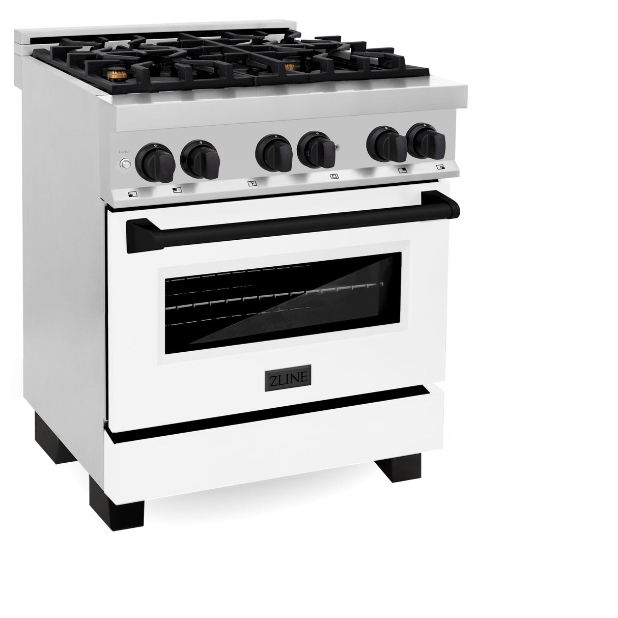 ZLINE Autograph Edition 30 in. 4.0 cu. ft. Dual Fuel Range with Gas Stove and Electric Oven in Stainless Steel with White Matte Door and Accents (RAZ-WM-30) [Color: Matte Black] - (RAZWM30MB)