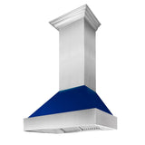 ZLINE Ducted DuraSnow Stainless Steel Range Hood with Blue Gloss Shell (8654BG) - (8654BG30)