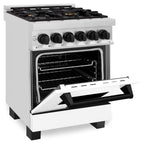 ZLINE Autograph Edition 24" 2.8 cu. ft. Dual Fuel Range with Gas Stove and Electric Oven in Stainless Steel with White Matte Door and Accents (RAZ-WM-24) [Color: Matte Black] - (RAZWM24MB)