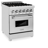 ZLINE 24 in. Professional Dual Fuel Range with Color Door Options (RA24) [Color: Stainless Steel with Brass Burners] - (RABR24)