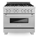 ZLINE 36 in. 4.6 cu. ft. Electric Oven and Gas Cooktop Dual Fuel Range with Griddle in Fingerprint Resistant Stainless (RAS-SN-GR-36) - (RASSNGR36)