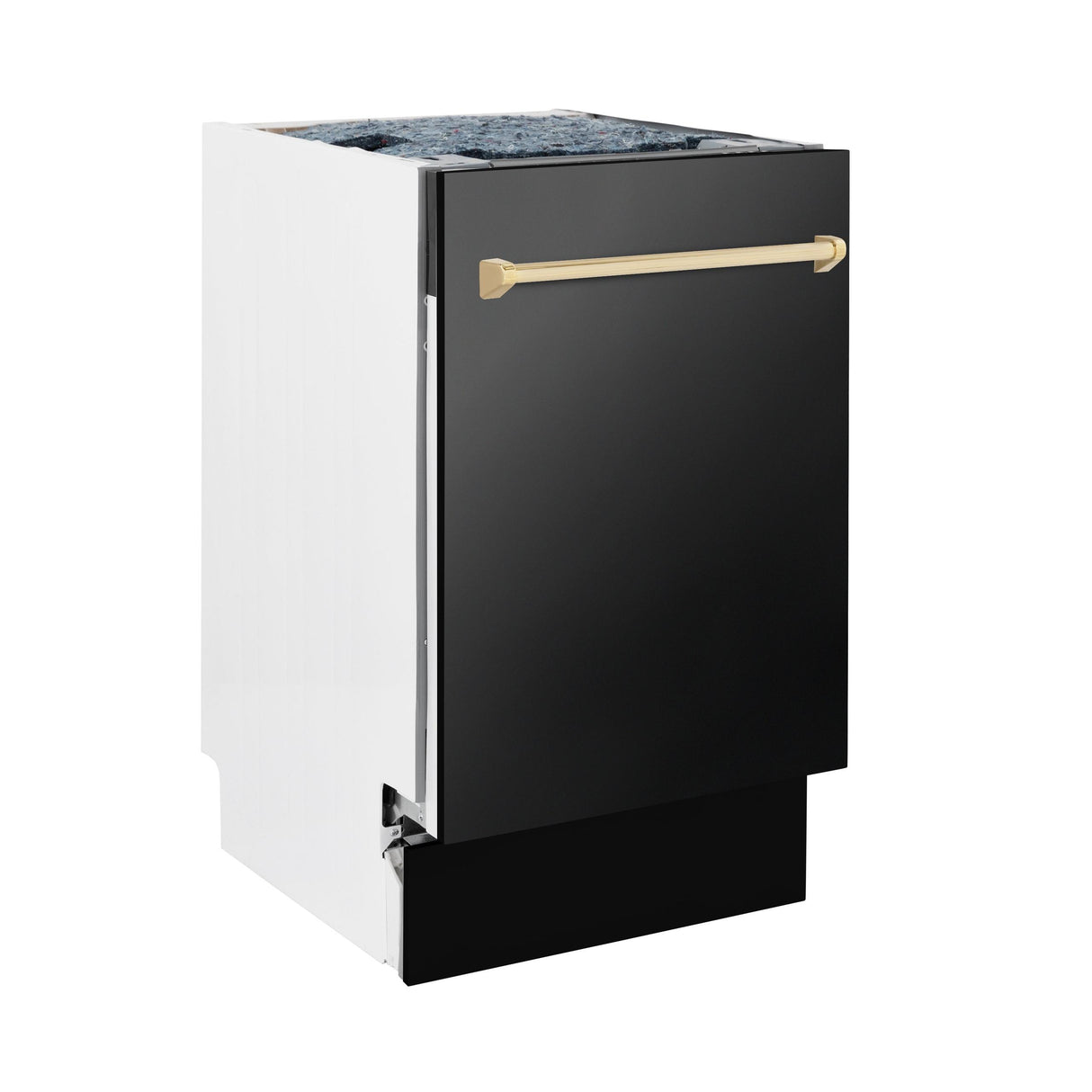 ZLINE Autograph Edition 18' Compact 3rd Rack Top Control Dishwasher in Black Stainless Steel with Accent Handle, 51dBa (DWVZ-BS-18) [Color: Gold] - (DWVZBS18G)