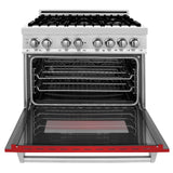 ZLINE 36 in. Dual Fuel Range with Gas Stove and Electric Oven in Stainless Steel (RA36) [Color: Red Matte] - (RARM36)