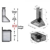 ZLINE Wall Mount Range Hood in Stainless Steel - Includes Remote Blower 400/700CFM Options (597-RD/RS) - (597RD30)