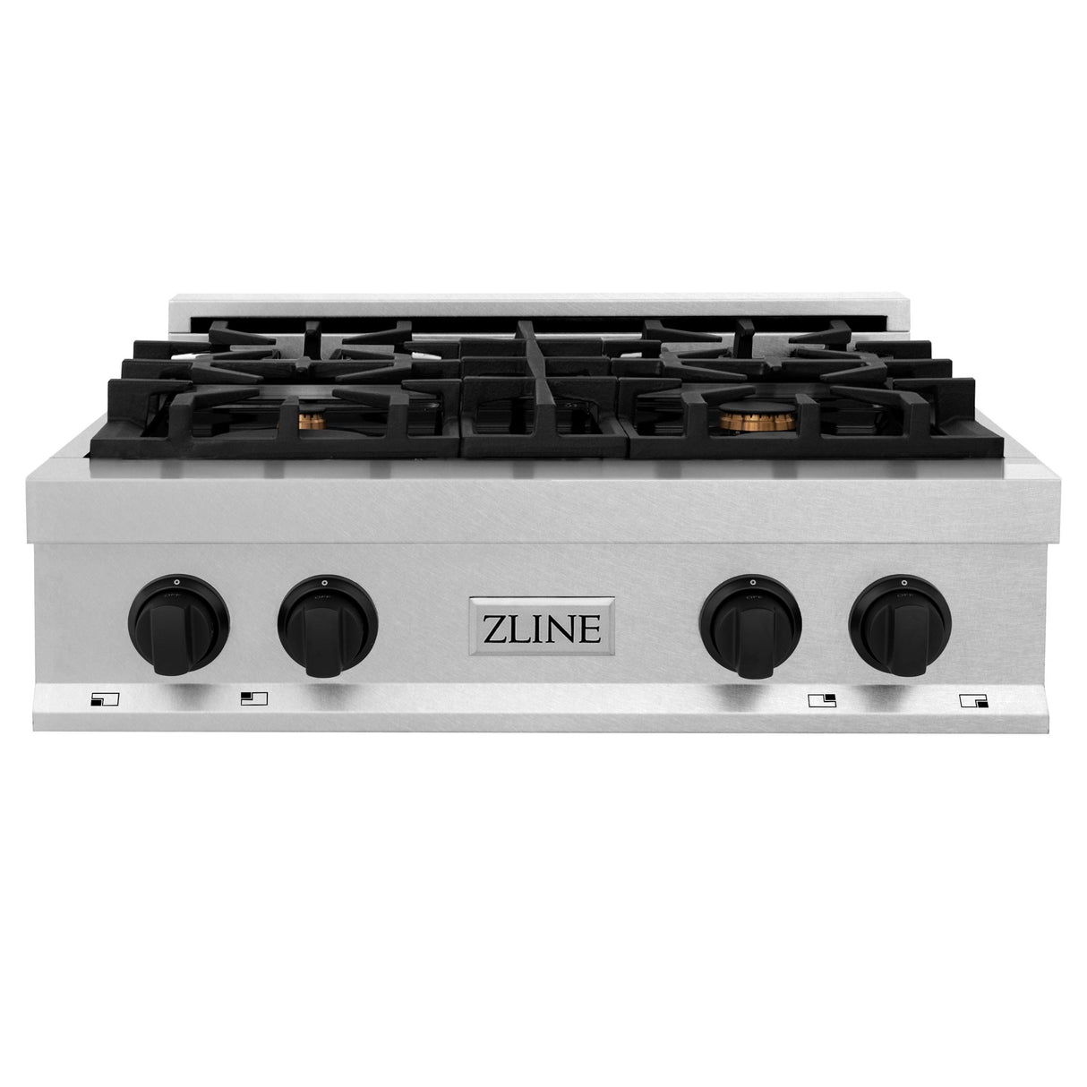 ZLINE Autograph Edition 30" Porcelain Rangetop with 4 Gas Burners in Fingerprint Resistant Stainless Steel and Matte Black Accents (RTSZ-30-MB) - (RTSZ30MB)