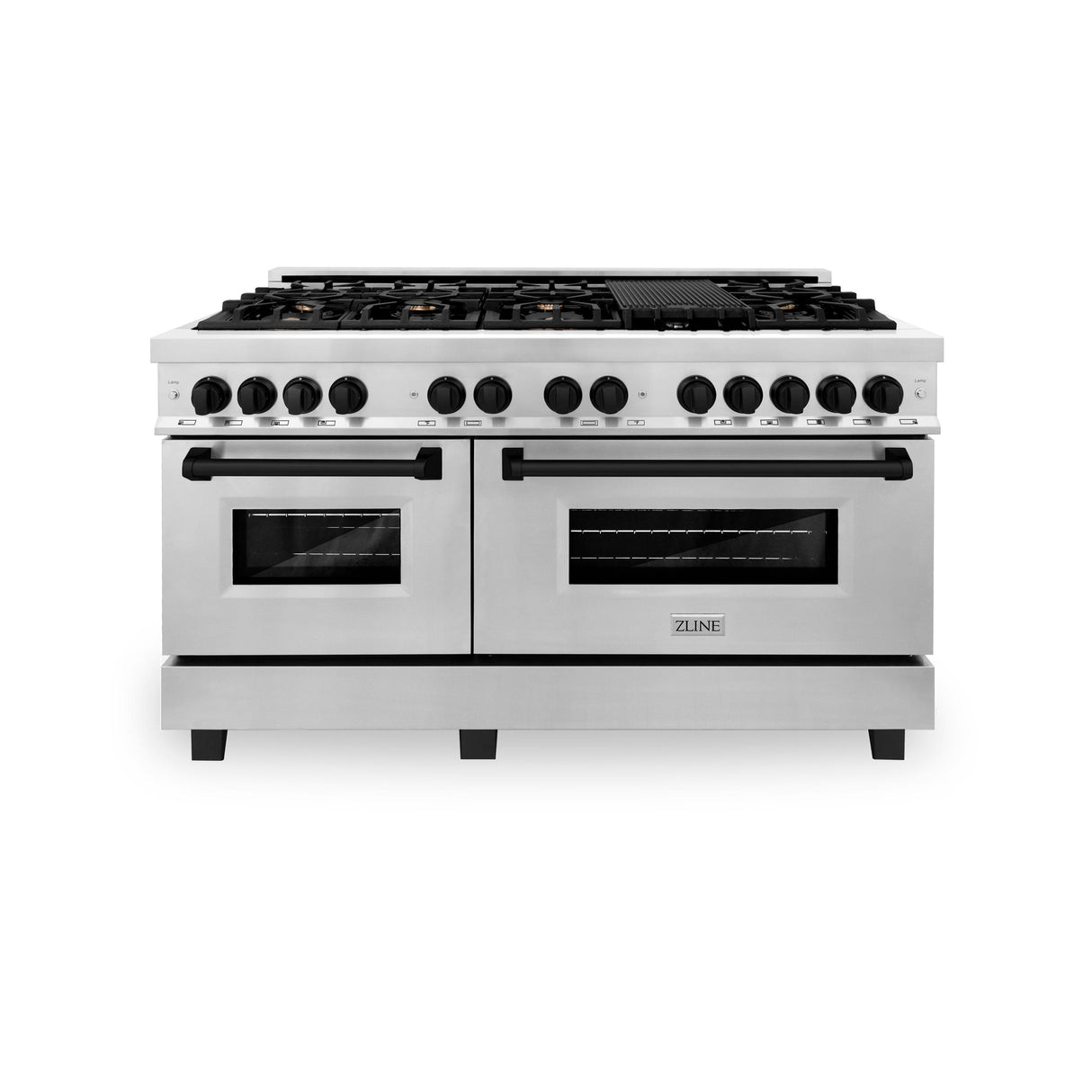 ZLINE Autograph Edition 60" 7.4 cu. ft. Dual Fuel Range with Gas Stove and Electric Oven in Stainless Steel with Accents (RAZ-60) [Color: Matte Black] - (RAZ60MB)