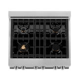 ZLINE 30 in. 4.0 cu. ft. Electric Oven and Gas Cooktop Dual Fuel Range with Griddle and Brass Burners in Fingerprint Resistant Stainless (RAS-SN-BR-GR-30) - (RASSNBRGR30)