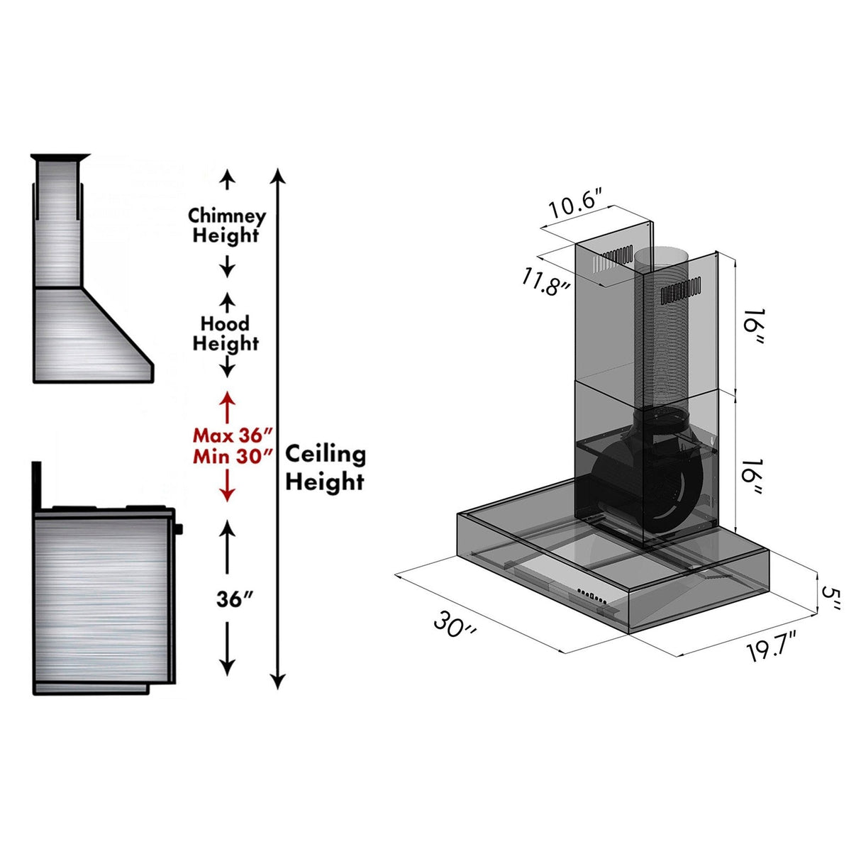 ZLINE Convertible Professional Wall Mount Range Hood in Stainless Steel (KECOM) - (KECOM48)