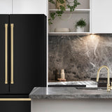 ZLINE 36" Autograph Edition 22.5 cu. ft 4-Door French Door Refrigerator with Ice Maker in Fingerprint Resistant Black Stainless Steel with Traditional Handles (RFMZ-36-BS-CB) [Color: Champagne Bronze Accents] - (RFMZ36BSCB)