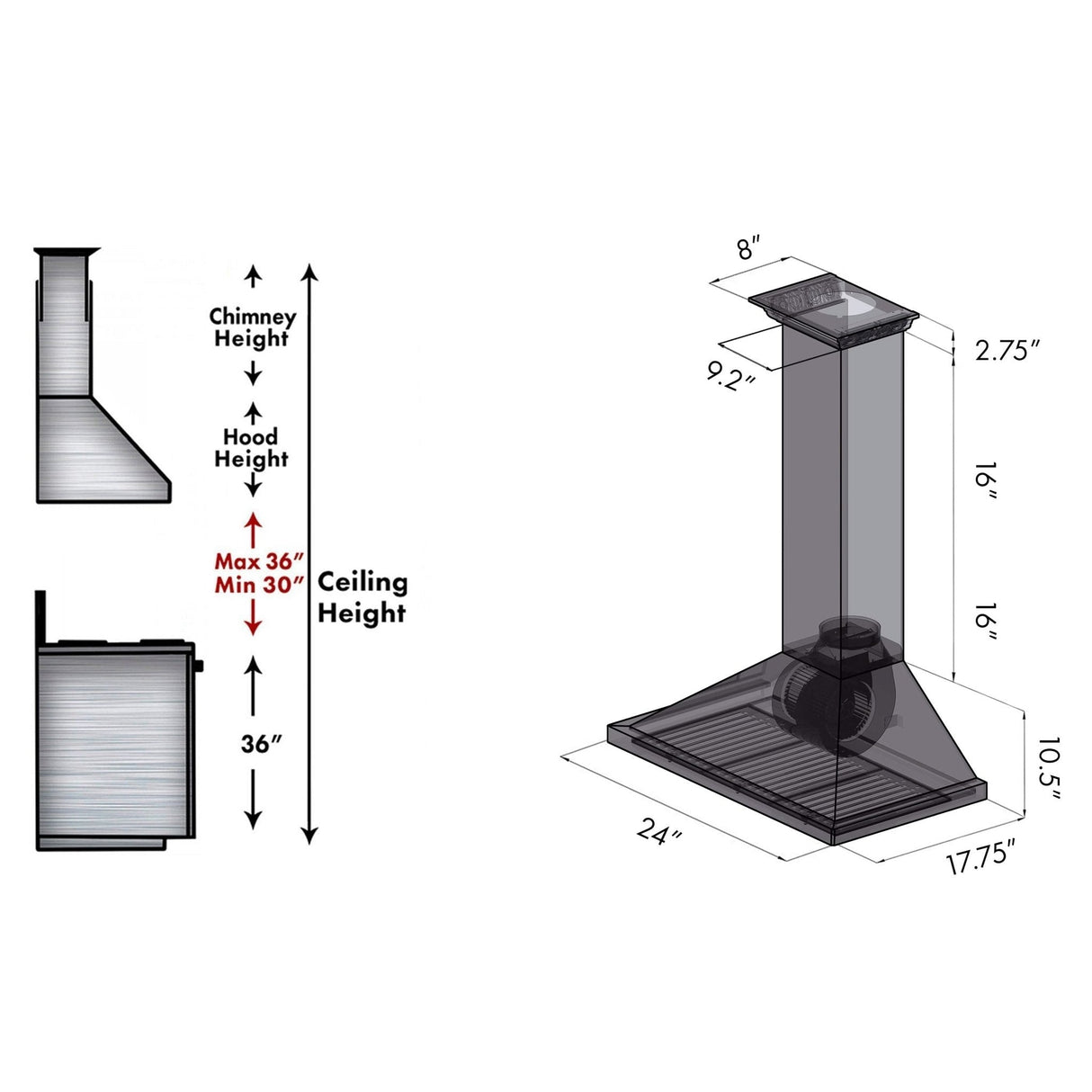 ZLINE CrownSound Ducted Vent Wall Mount Range Hood in Stainless Steel with Built-in Bluetooth Speakers (KBCRN-BT) - (KBCRNBT42)