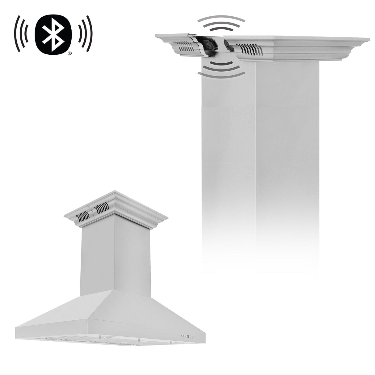 ZLINE Island Mount Range Hood in Stainless Steel with Built-in ZLINE CrownSound Bluetooth Speakers (KL3iCRN-BT) - (KL3ICRNBT48)