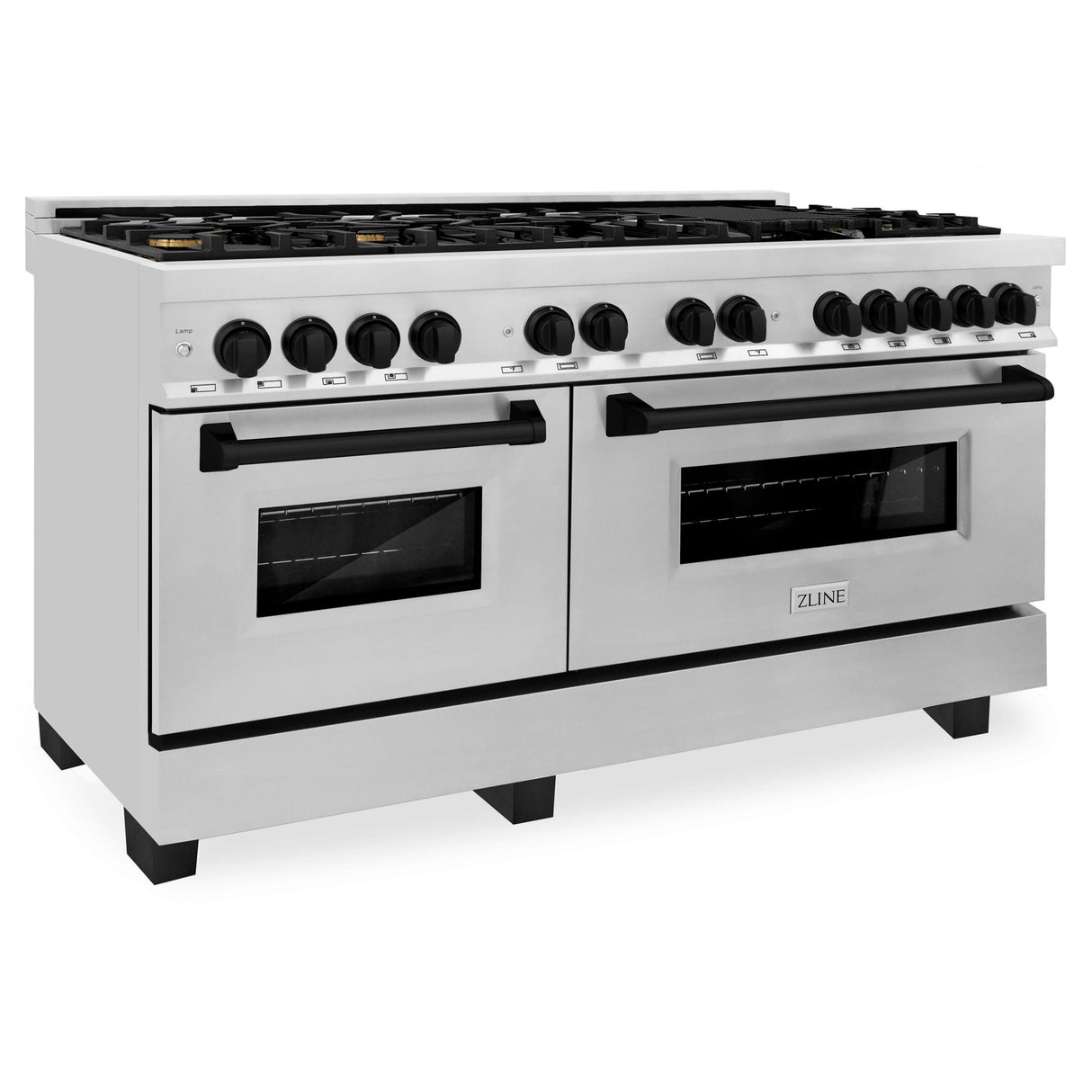 ZLINE Autograph Edition 60" 7.4 cu. ft. Dual Fuel Range with Gas Stove and Electric Oven in Stainless Steel with Accents (RAZ-60) [Color: Matte Black] - (RAZ60MB)