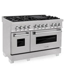 ZLINE 48 in. DuraSnow Stainless Steel 6.0 cu.ft. 7 Gas Burner/Electric Oven Range with Color Door Options (RAS-SN-48) [Color: DuraSnow Stainless Steel] - (RASSN48)