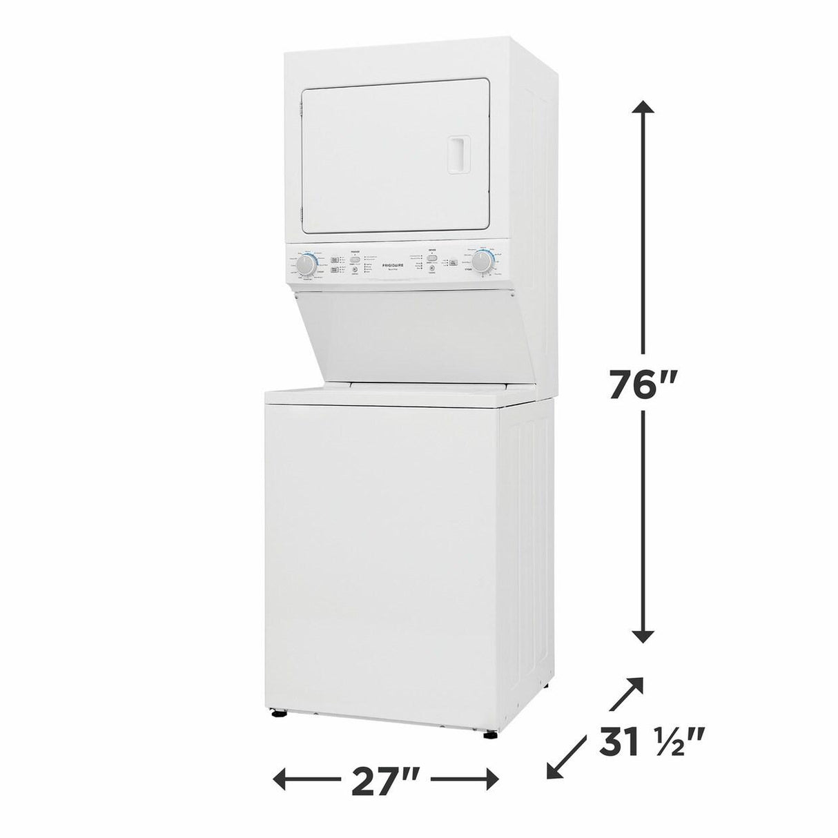 Frigidaire Electric Long Vent Stacked Laundry Center - 3.9 Cu. Ft Washer and 5.5 Cu. Ft. Dryer - (FLCE7523AW)