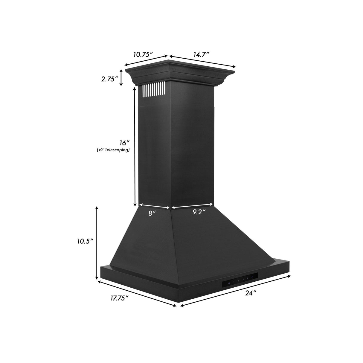 ZLINE Convertible Vent Wall Mount Range Hood in Black Stainless Steel with Crown Molding (BSKBNCRN) - (BSKBNCRN30)