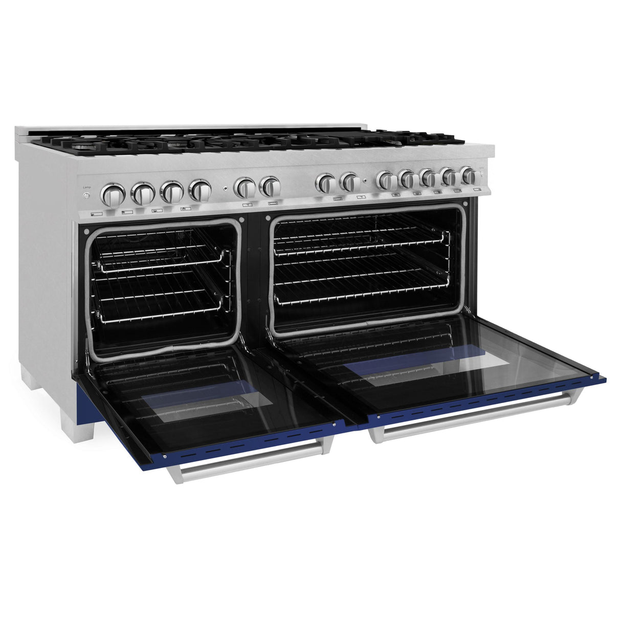 ZLINE 60 in. 7.4 cu. ft. Dual Fuel Range with Gas Stove and Electric Oven in DuraSnow Stainless Steel and Colored Door Options (RAS-60) [Color: DuraSnow Stainless Steel with Blue Matte Door] - (RASBM60)