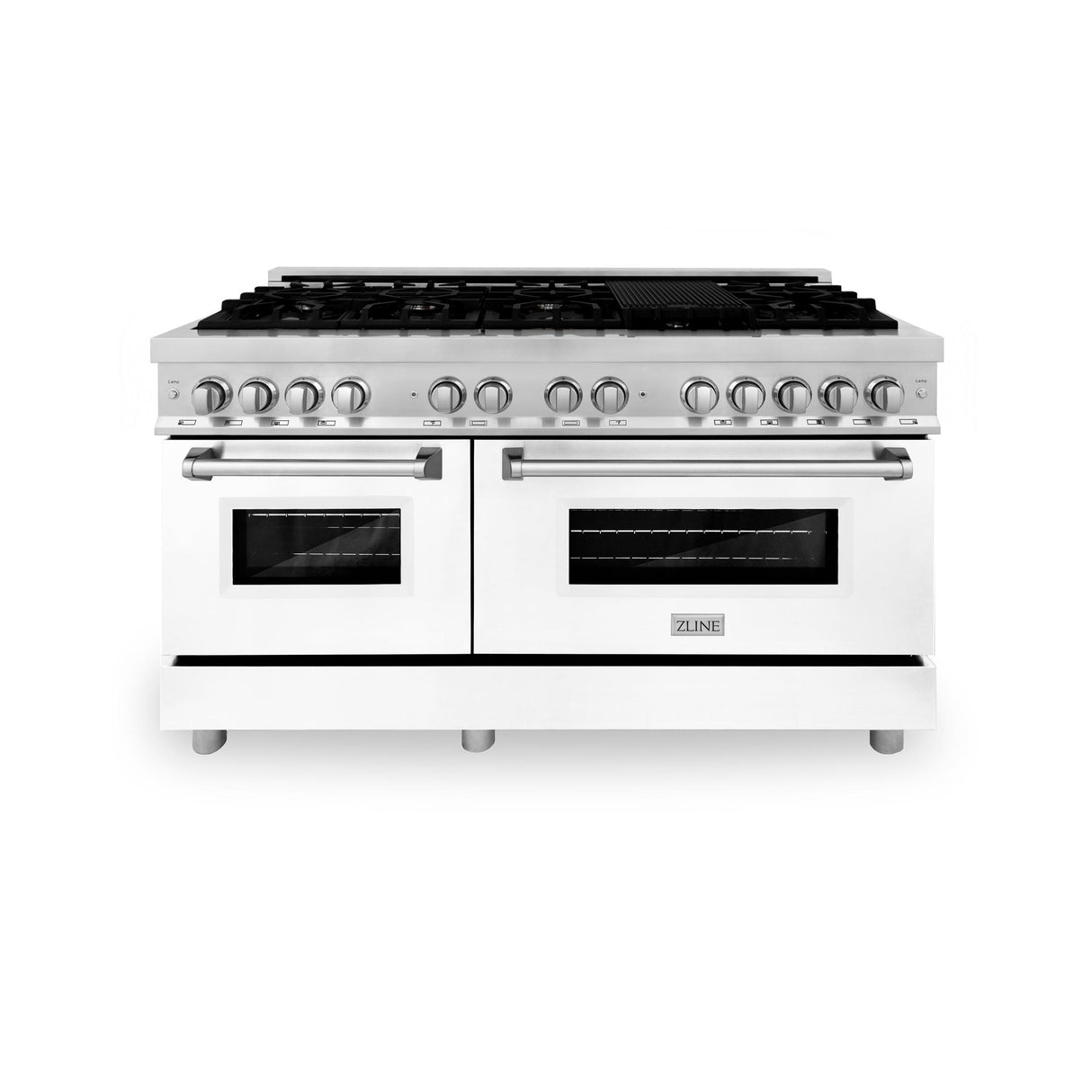 ZLINE 60 in. 7.4 cu. ft. Dual Fuel Range with Gas Stove and Electric Oven in Stainless Steel with Color Options (RA60) [Color: White Matte] - (RAWM60)