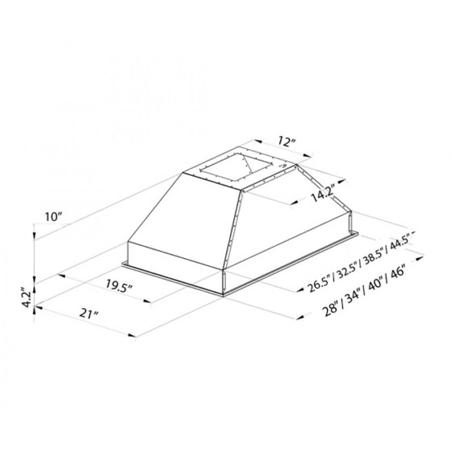 ZLINE Ducted Island Mount Range Hood Insert in Stainless Steel (721i) - (721I46)